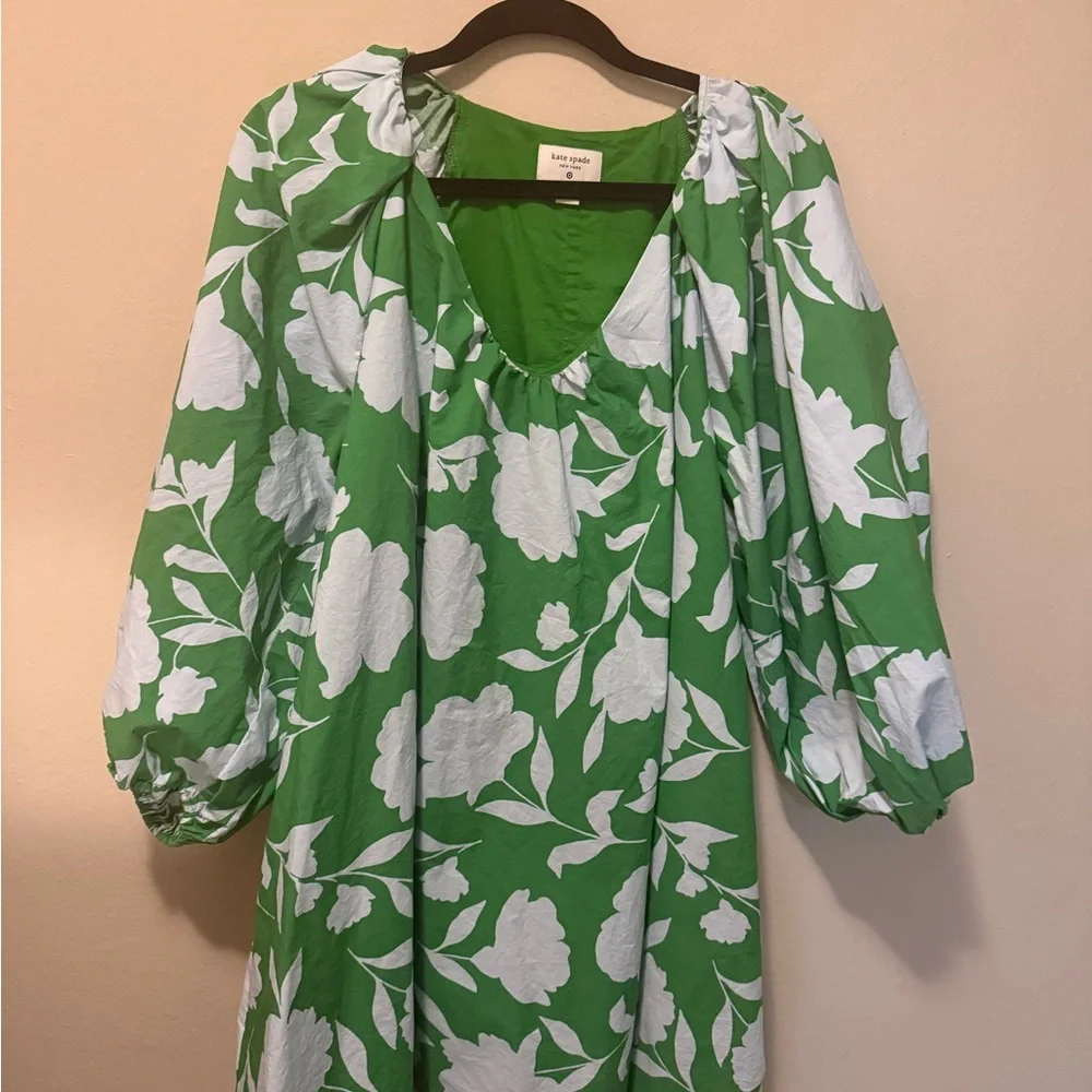 kate spade Green & White Floral Long Sleeve Dress